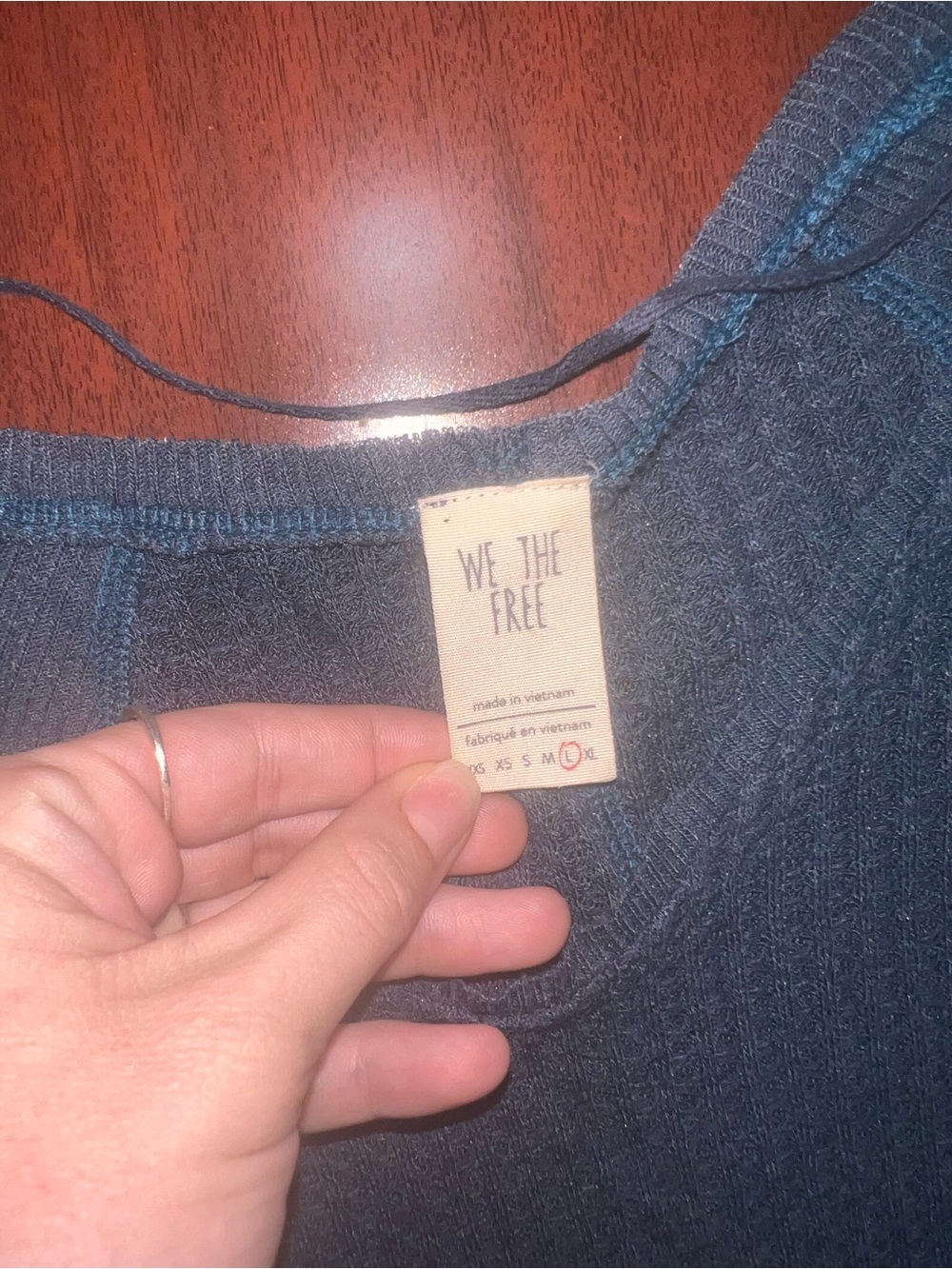 We The Free Teal Blue V-Neck Layered Hem Knit Top - Picture 3 of 5